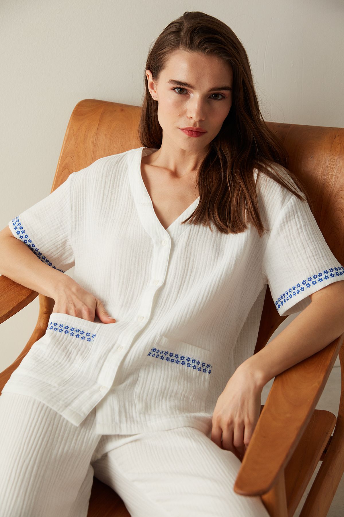 Penti Carrie Solid Beyaz Pijama Takımı