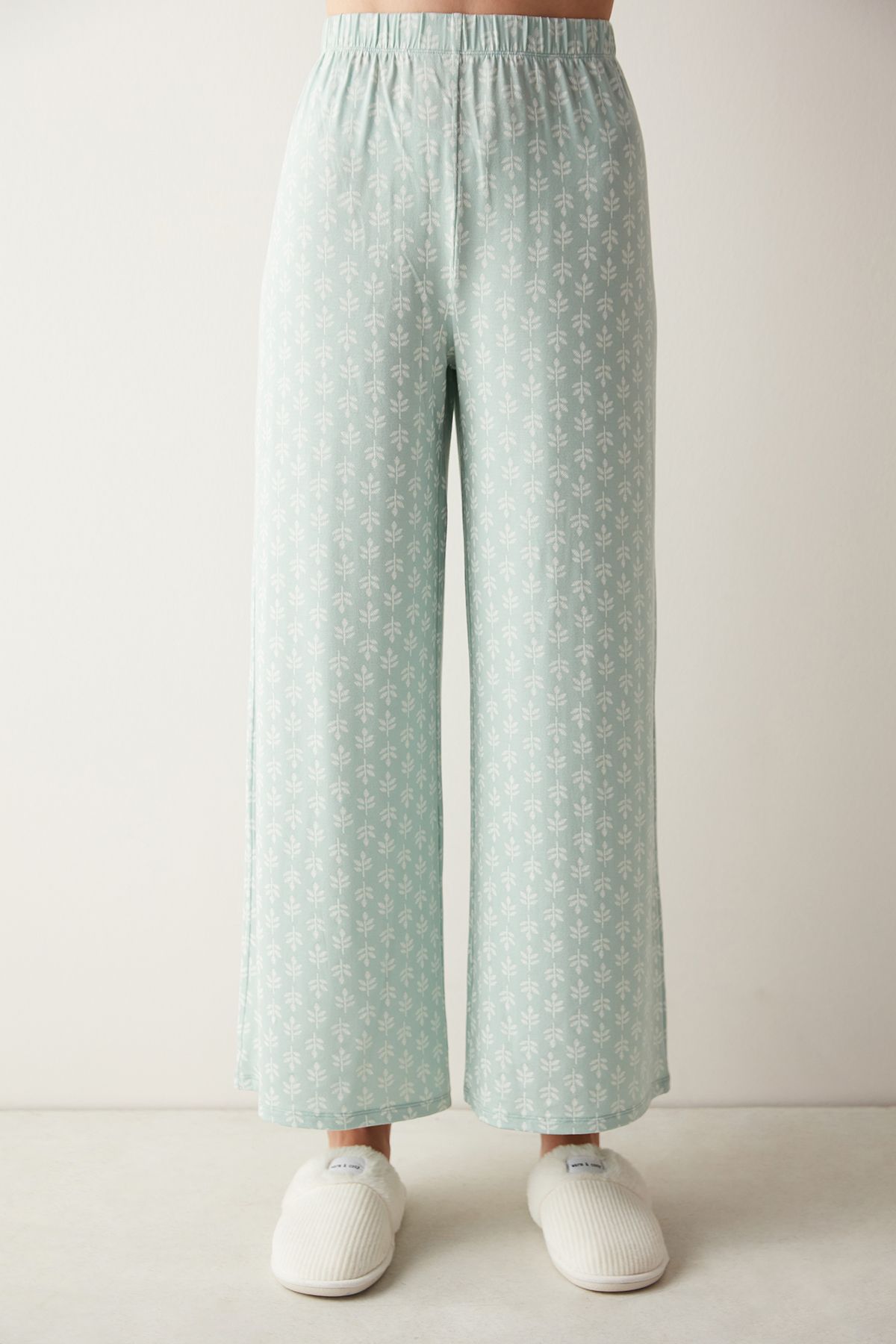 Penti Joise Yeşil Desenli Pantolon Mint Yeşili Pijama Altı