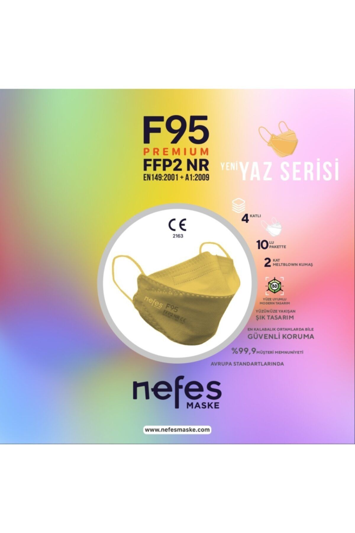 nefes maske Nefes F95(F99) Premium Steril Maske Sarı 10 Adet