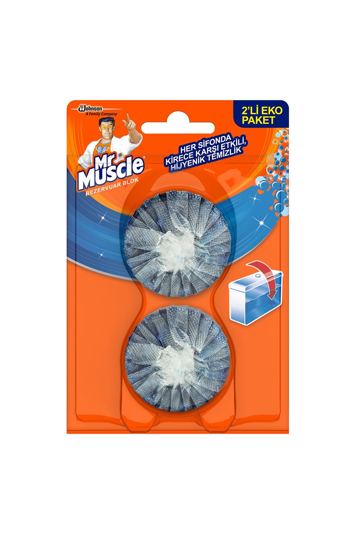 Mr. Muscle Mr Muscle Rezervuar Blok Tuvalet Temizleyici, 2'li Ekonomik Paket, 2x48 g