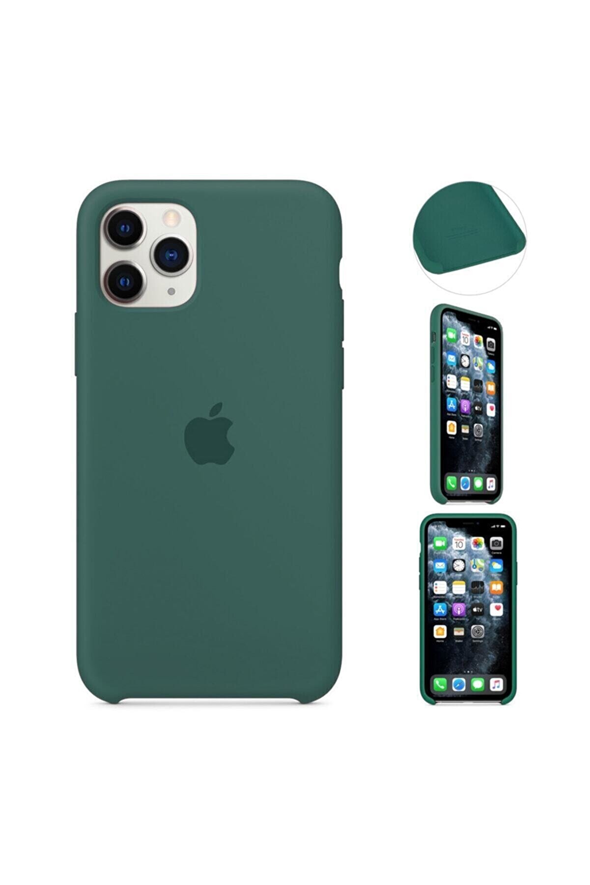 MobileGaraj Çam Yeşili Iphone 11 Pro Max Için Lansman Silikon Kılıf