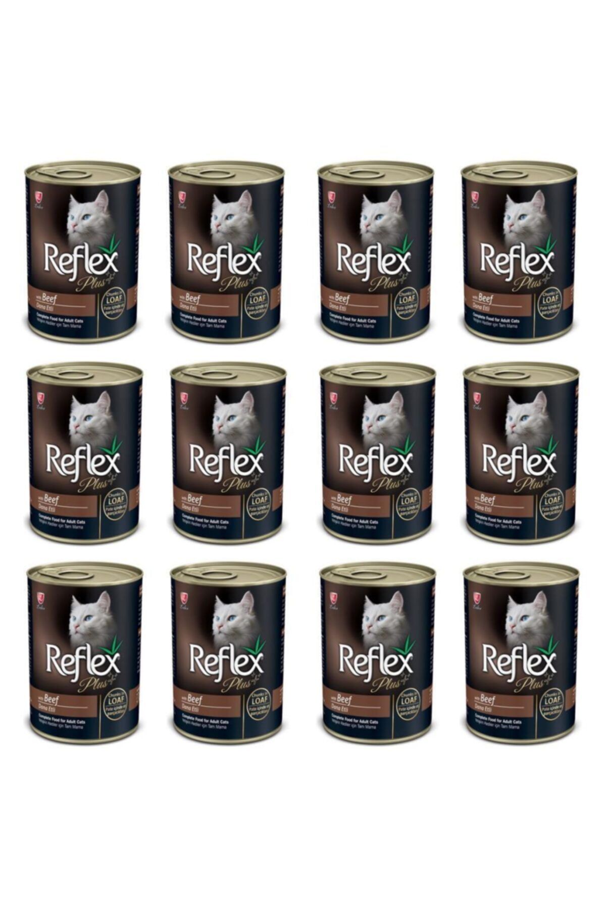 Reflex Plus Biftekli Ve Et Parçacıklı Kedi Konservesi 400 gr 12'li Set