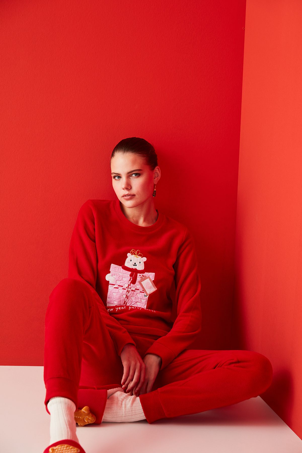Penti Kırmızı Party Dress Polar Termal Pijama Takımı