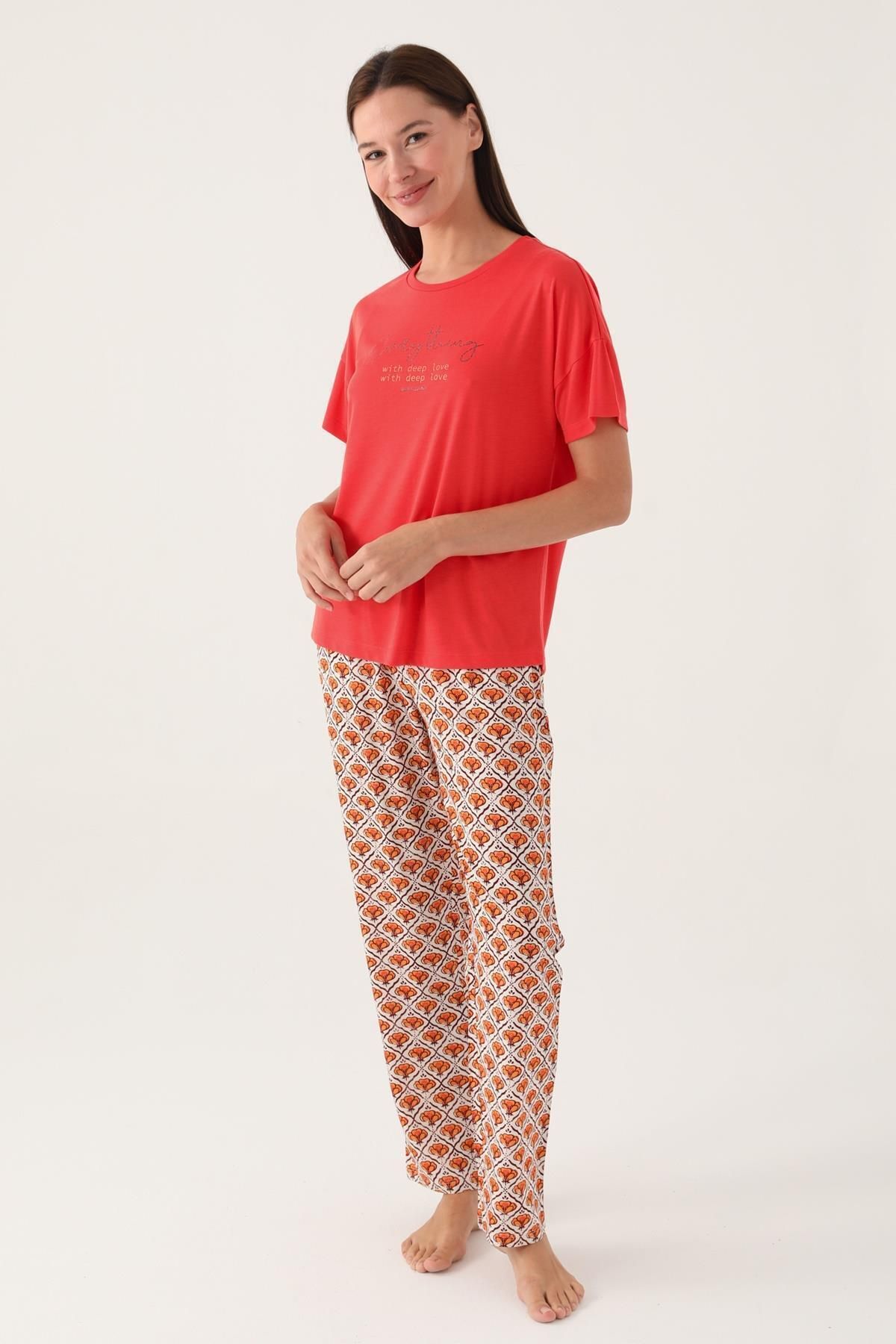 Pierre Cardin Desenli Yazlık Kadın Pijama Takımı,