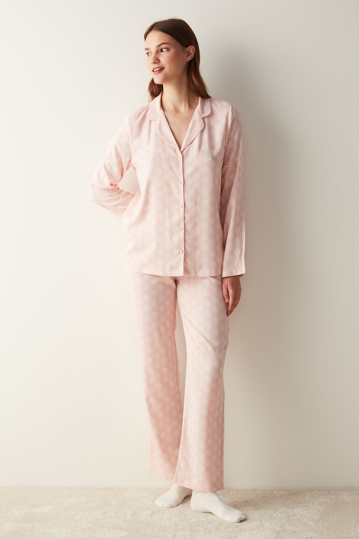 Penti Josie Pink Desenli Gömlek Pantolon Pijama Takımı