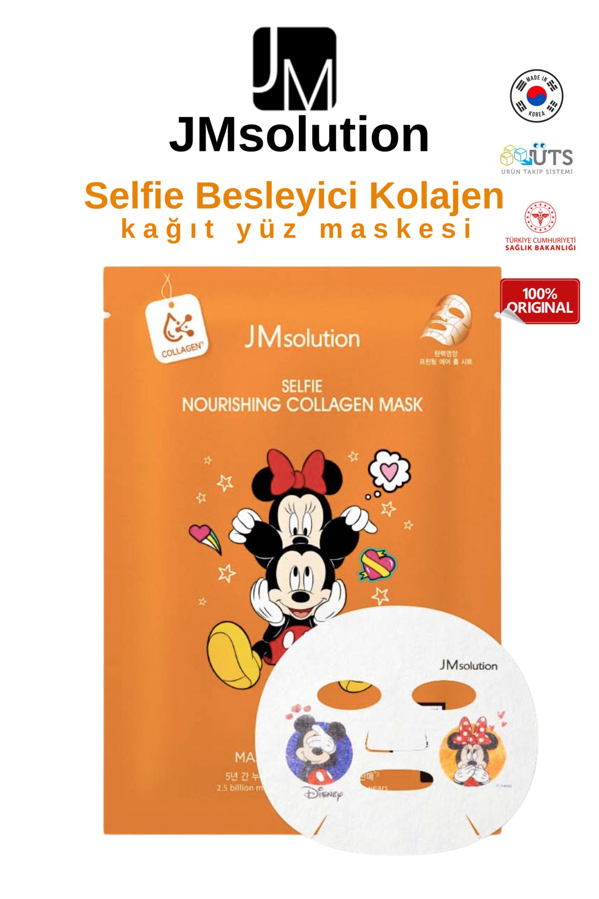 JMsolution Jm Solution Disney Koleksiyonu Selfie Besleyici Kollajen Maske (1 ADET TEKLİ)