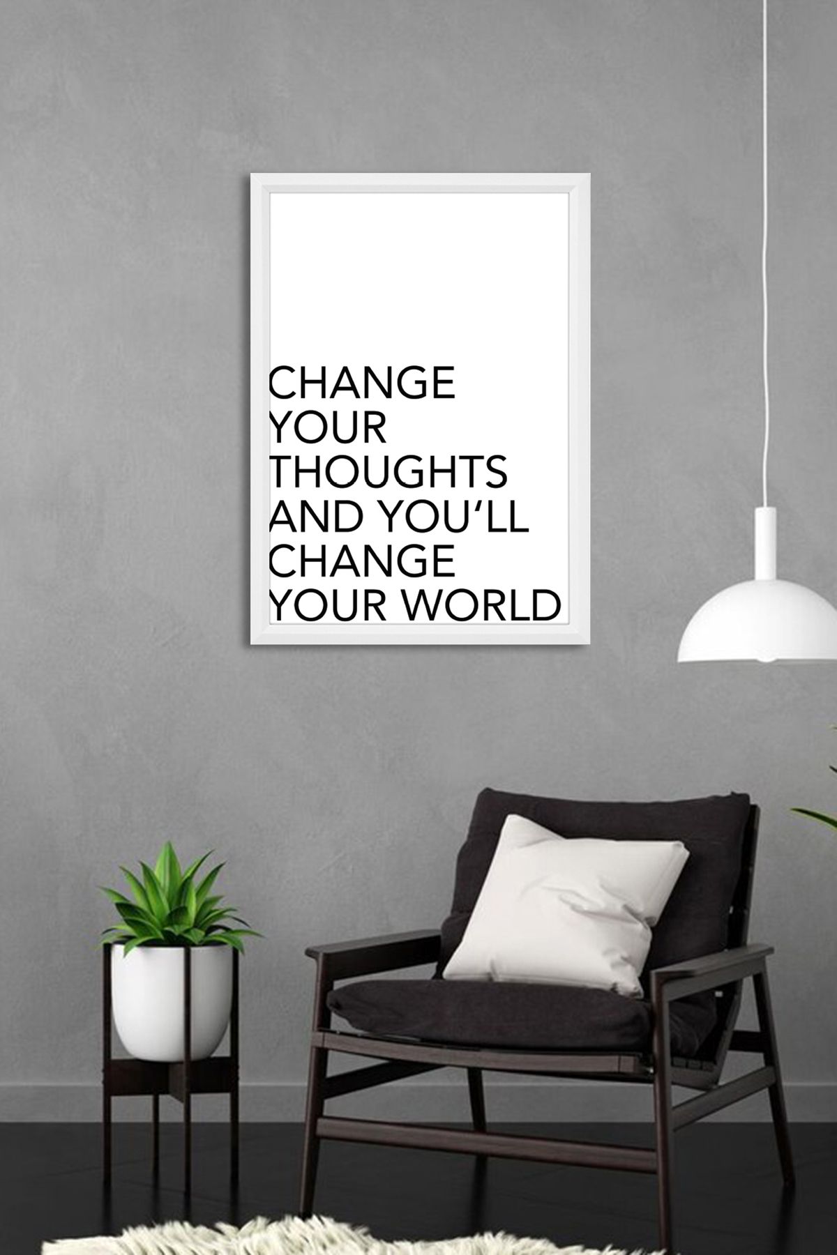 yhfoto Change Your Thoughts … Tasarımlı Tablo Dekoratif 30x40 Resimli Çerçeve Camsız Mdf Çerçeve