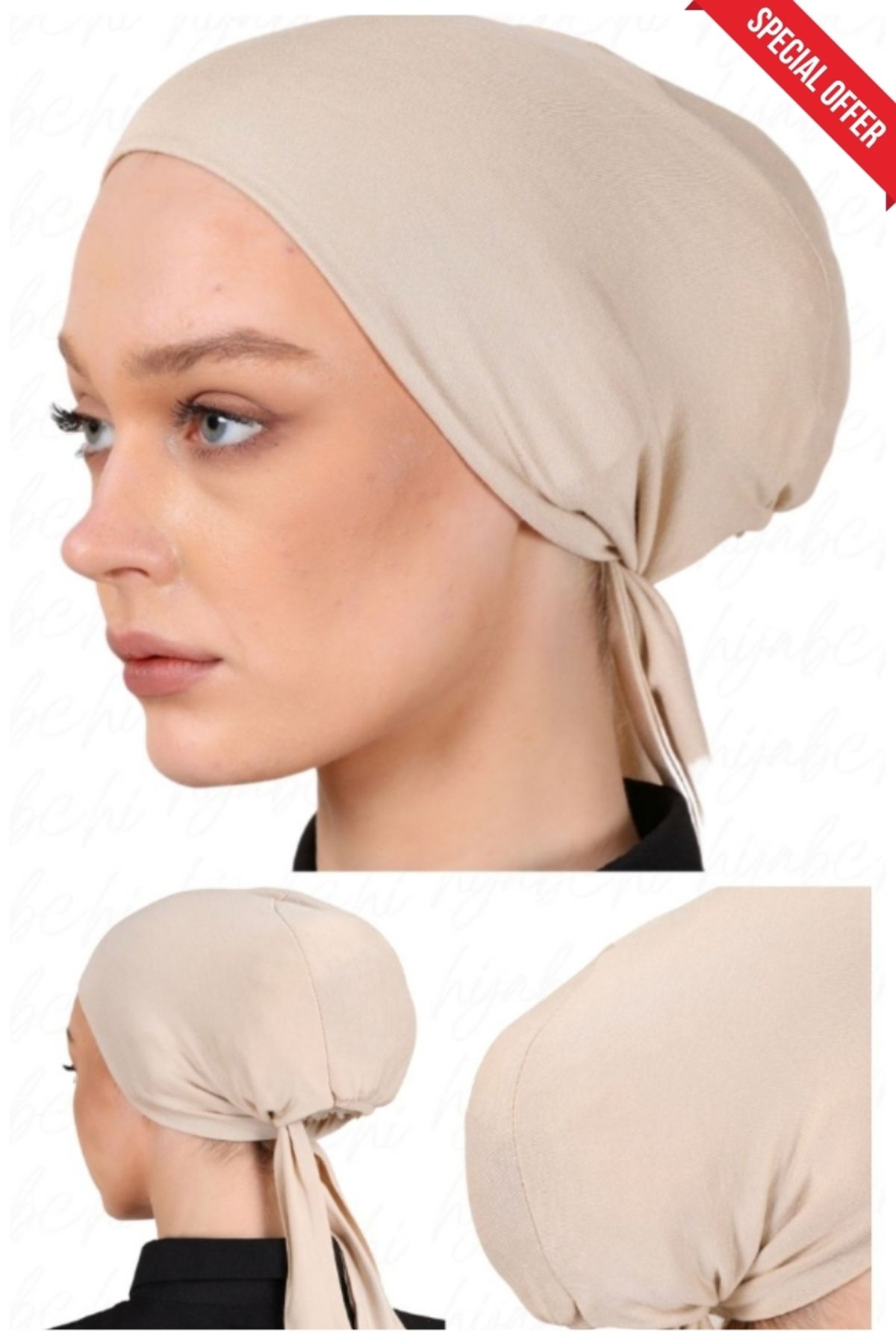 hijabchi Xl Geniş Kalıp Büyük Bone Viskon - Xl Big Size Under Bonnet For Hijab ( Bej )