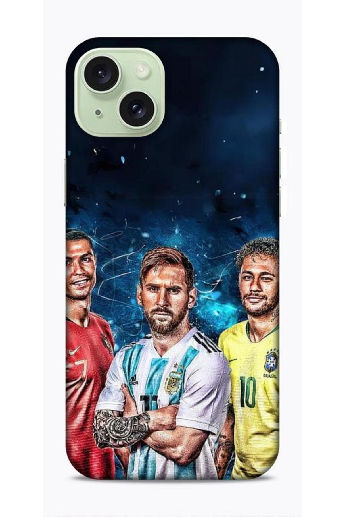 Lopard Apple iPhone 15 Plus Kılıf Players 2 Ronaldo Messi Neymar Poster Kapak
