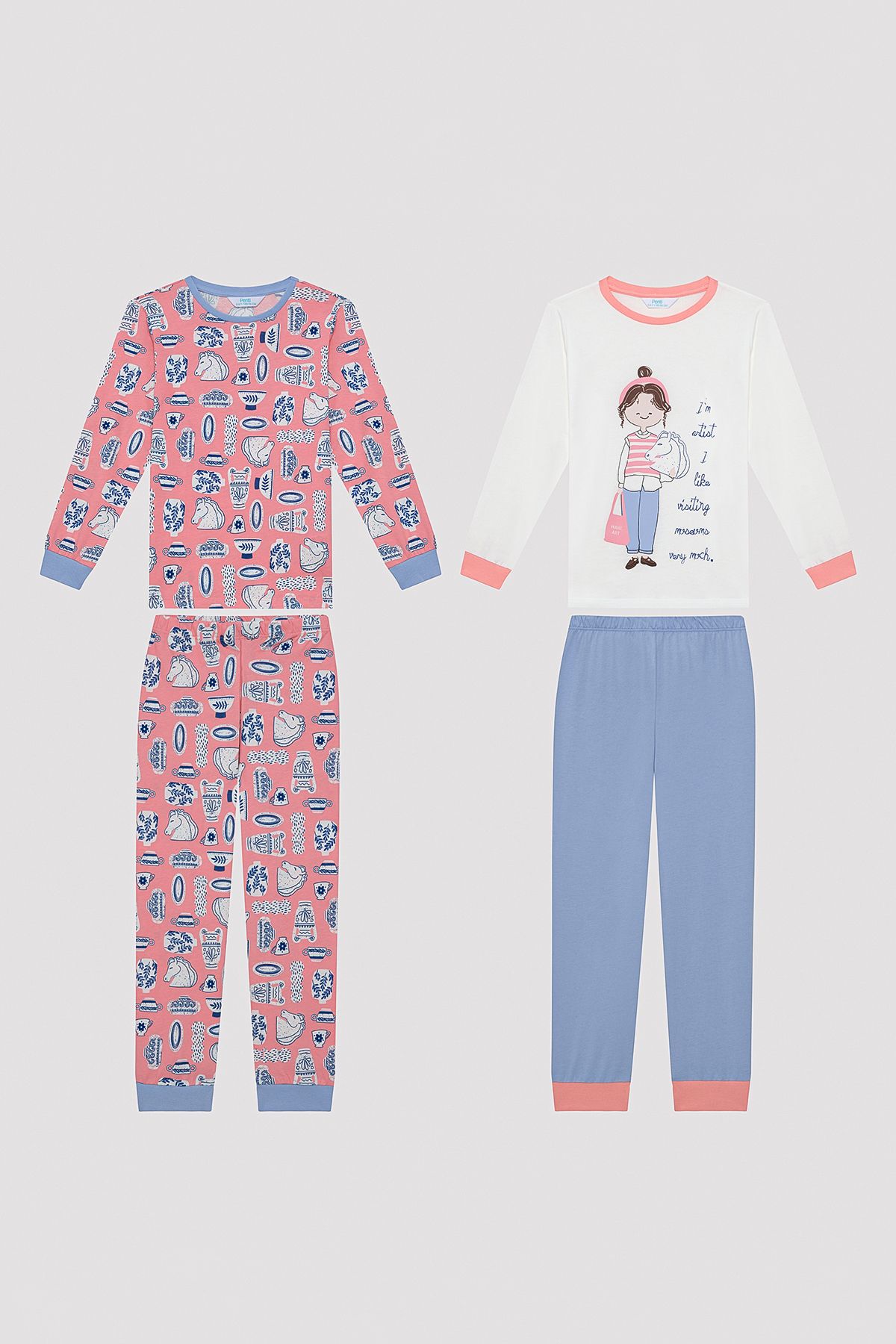 Penti Kız Çocuk Ceramic Art Çok Renkli 2li Pijama Takımı