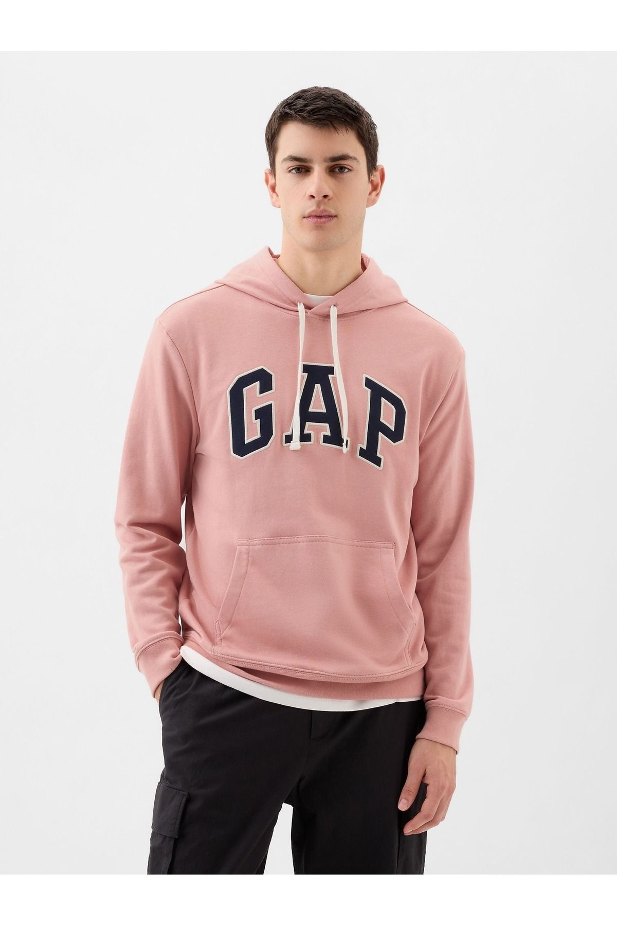 GAP Erkek Pembe Gap Logo Fransız Havlu Kumaş Sweatshirt