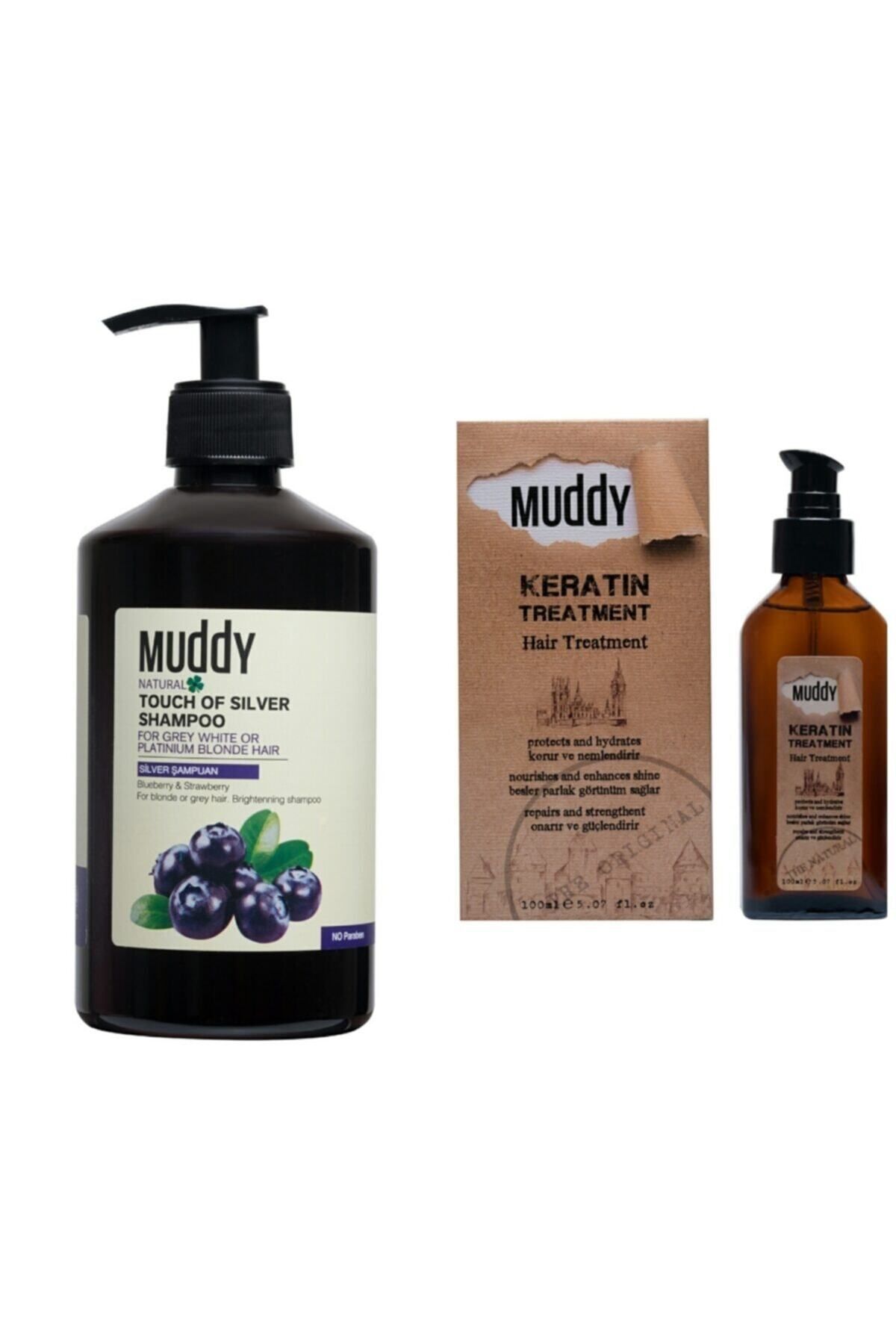 Muddy Dorelik Giderici Touch Of Sılver Shampoo 500 ml Ve Onarıcı Keratın Yağı 100 ml