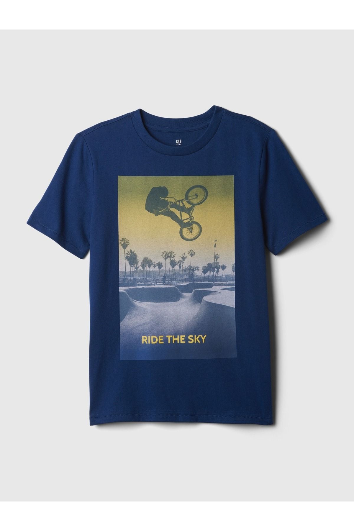 GAP Erkek Çocuk Koyu Mavi Grafikli T-Shirt