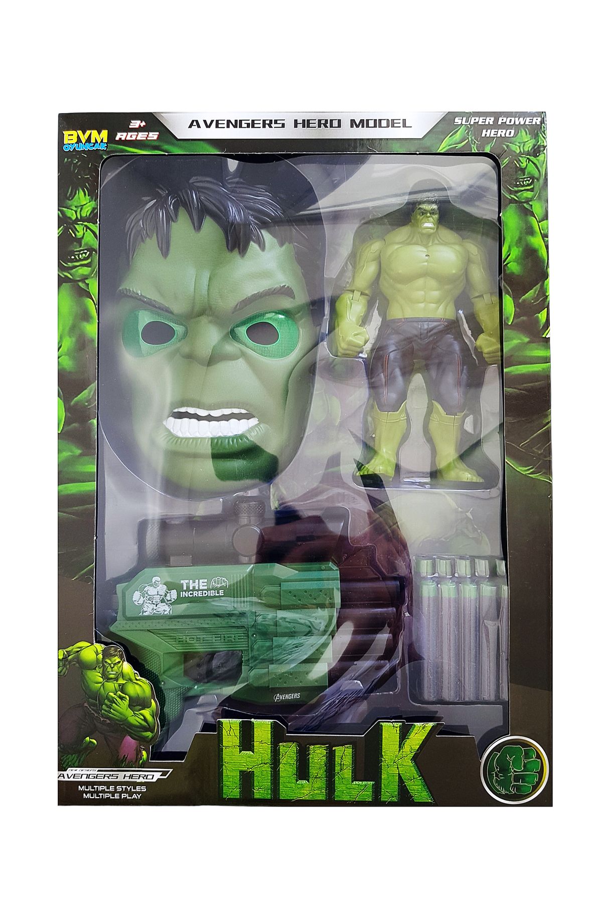 POPKONSOL Hulk Işıklı Figür Oyuncak Maske Büyük Set