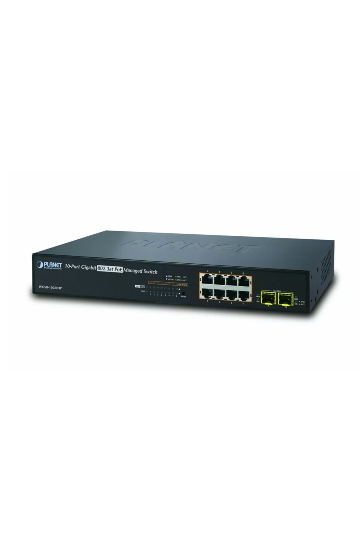 Planet 8-Port 10/100/1000Mbps + 2 100/1000X SFP Managed Ethernet Switch