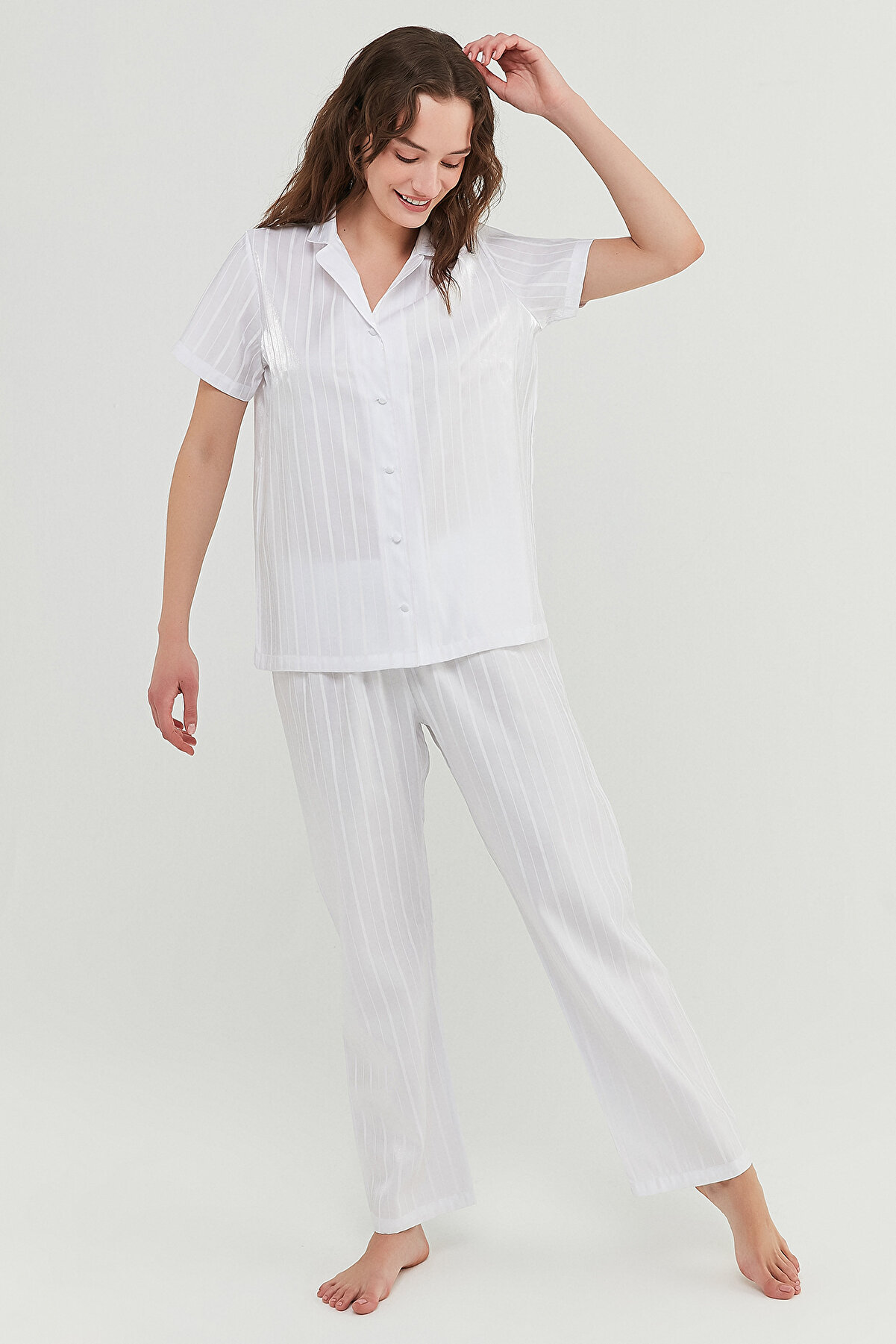 Penti Optik Beyaz Bridal Saten Ss Pijama Takımı