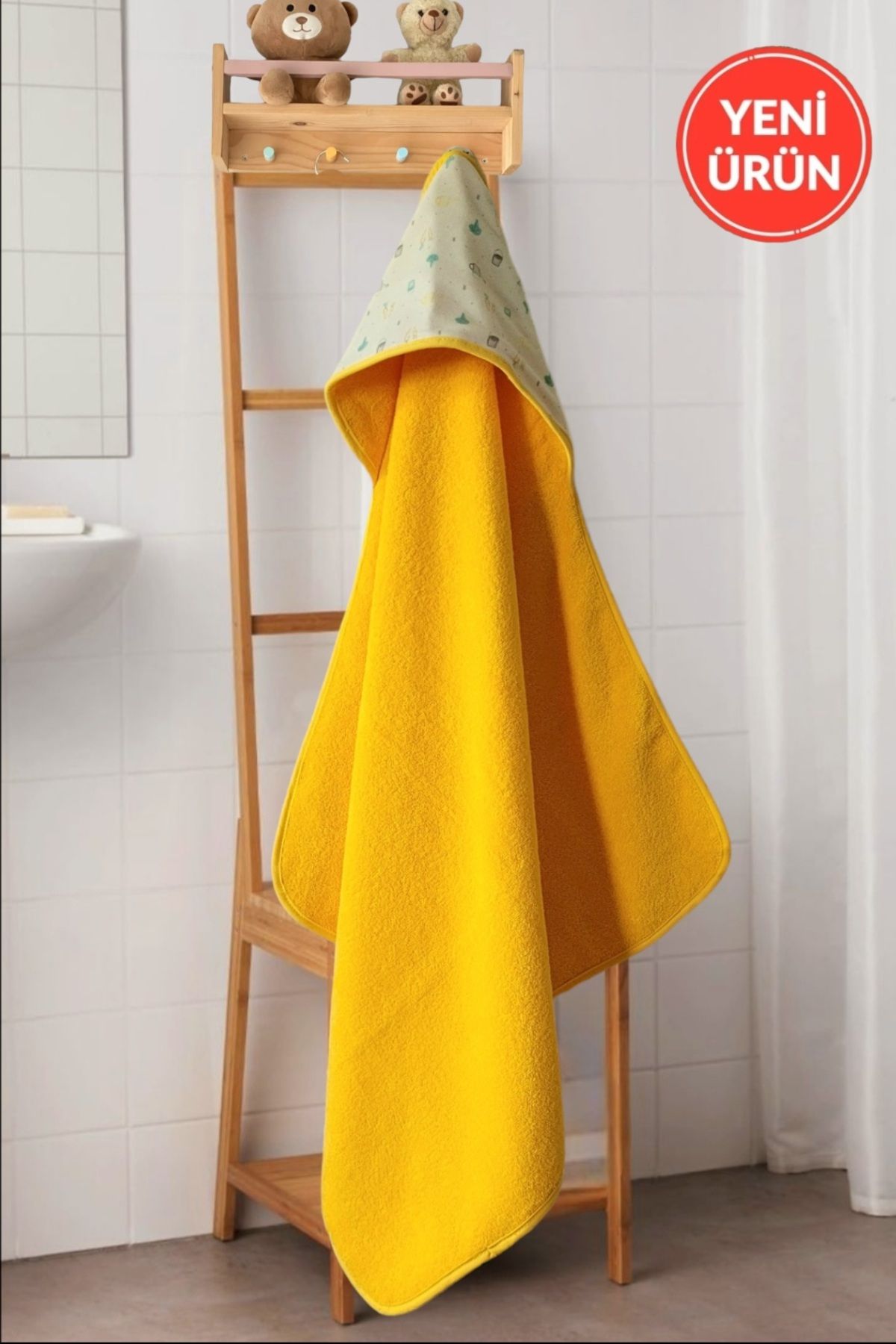 Alpar Tekstil Pamuklu Yumuşacık Kız-erkek Bebek/yenidoğan Banyo Havlu Kundak Outlet/sarı