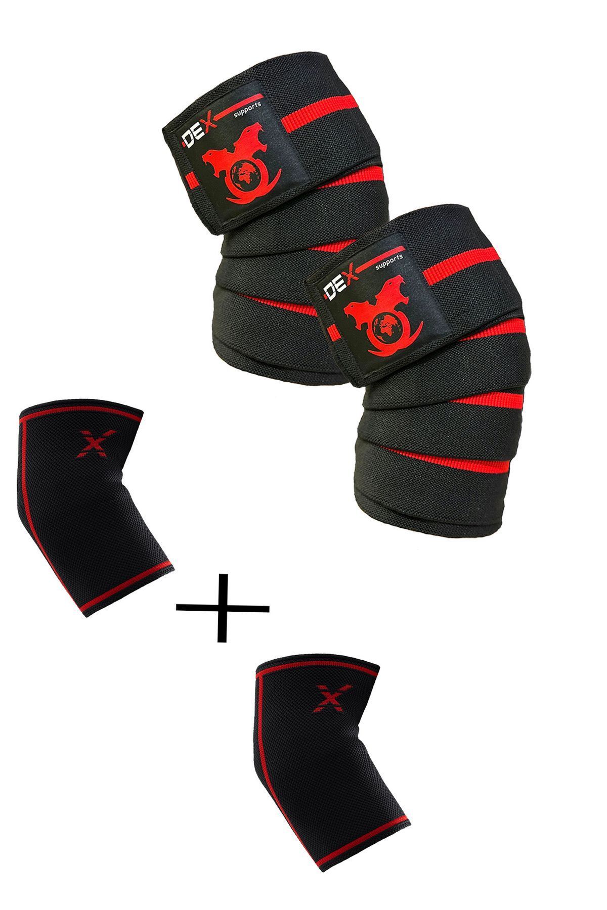 Dex Supports Lasting Energy Spor Dirseklik Elbow Sleeve 2'li + Spor Dizlik Knee Wraps 2'Li