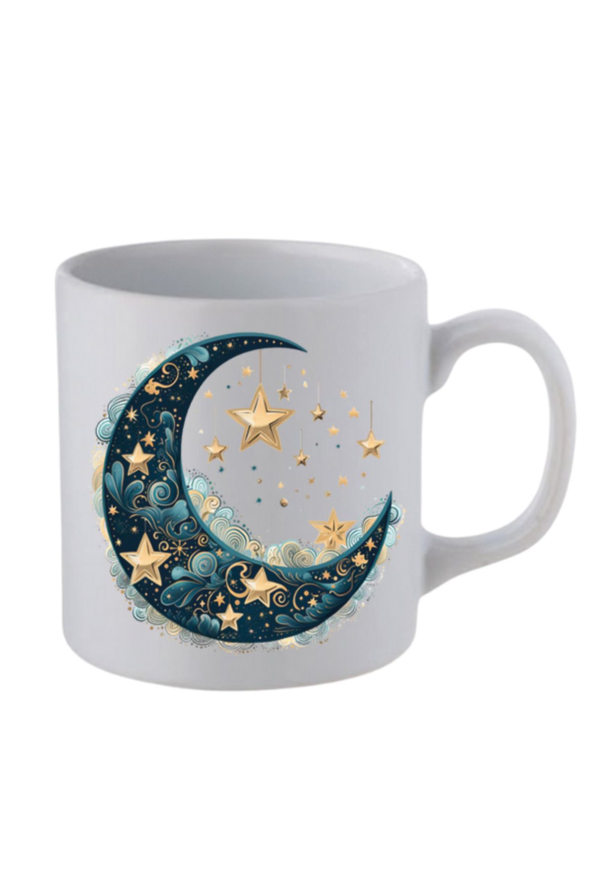 lili hediyelik Modern Ay Baskılı Beyaz Kupa Bardak - Seramik Çay, Kahve Hediyelik Bardağı