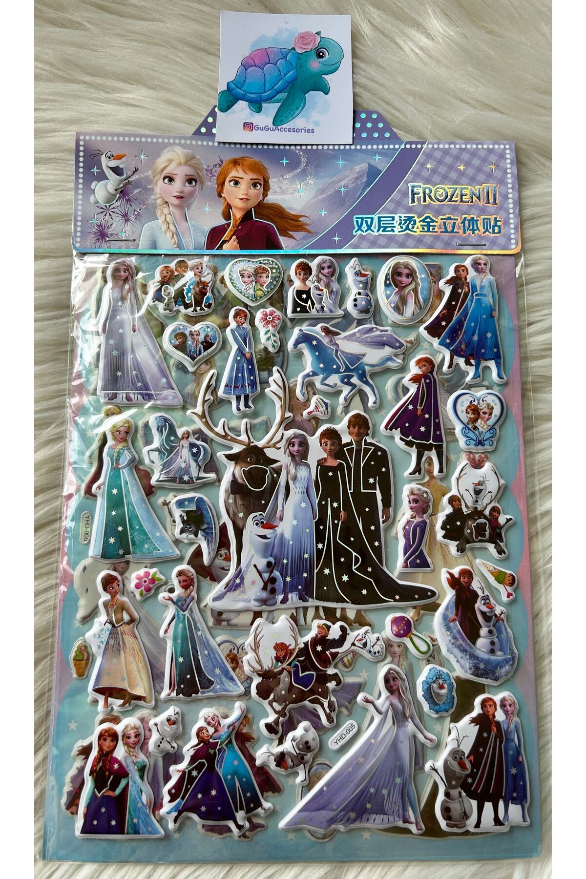 GuGuAccesories Karlar Ülkesi Frozen2Anna -Elsa Kabartmalı Sticker(Bıyama Kartı Hediyeli)