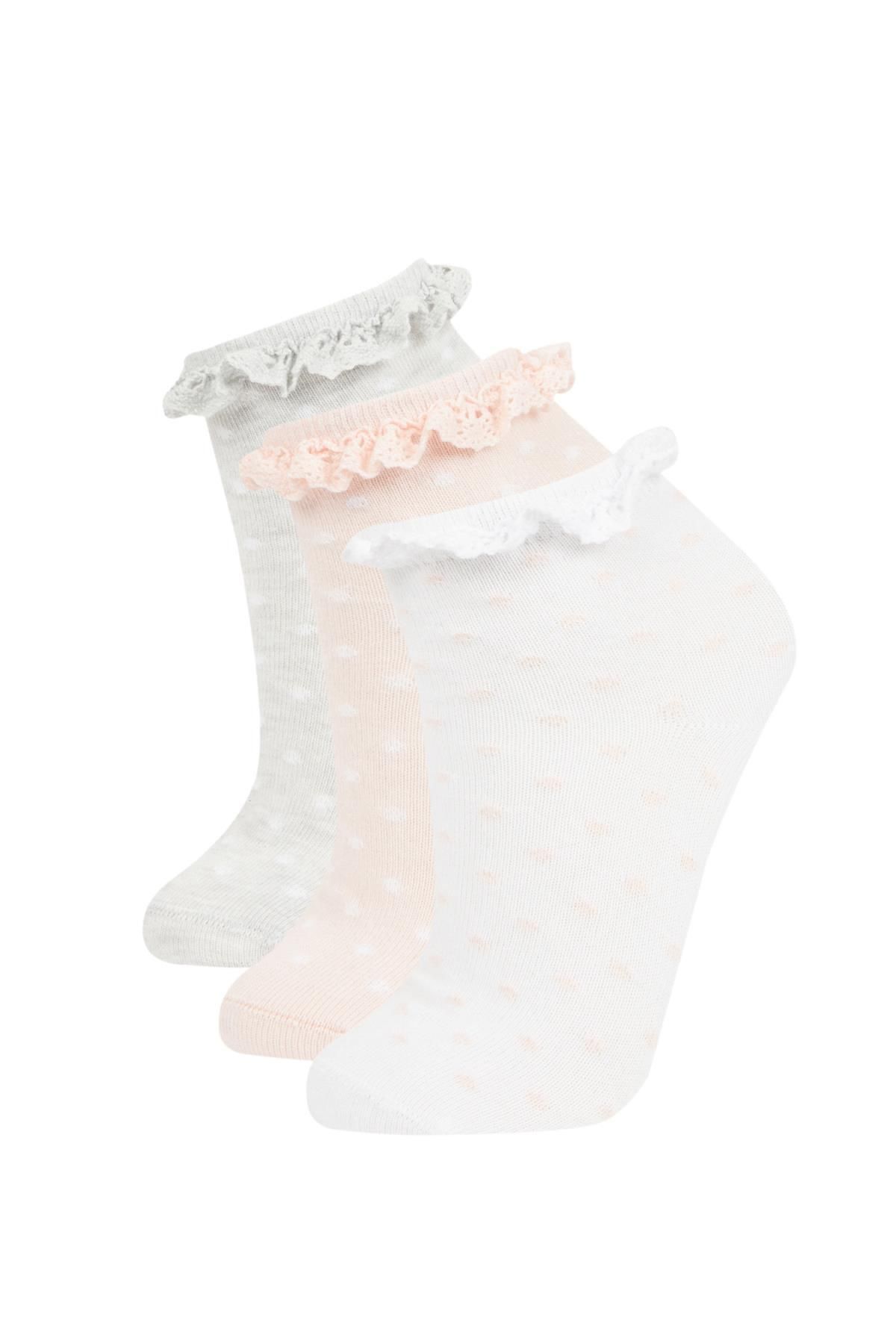 Defacto Kız Çocuk 3'lü Pamuklu Soket Çorap C2909a8ns
