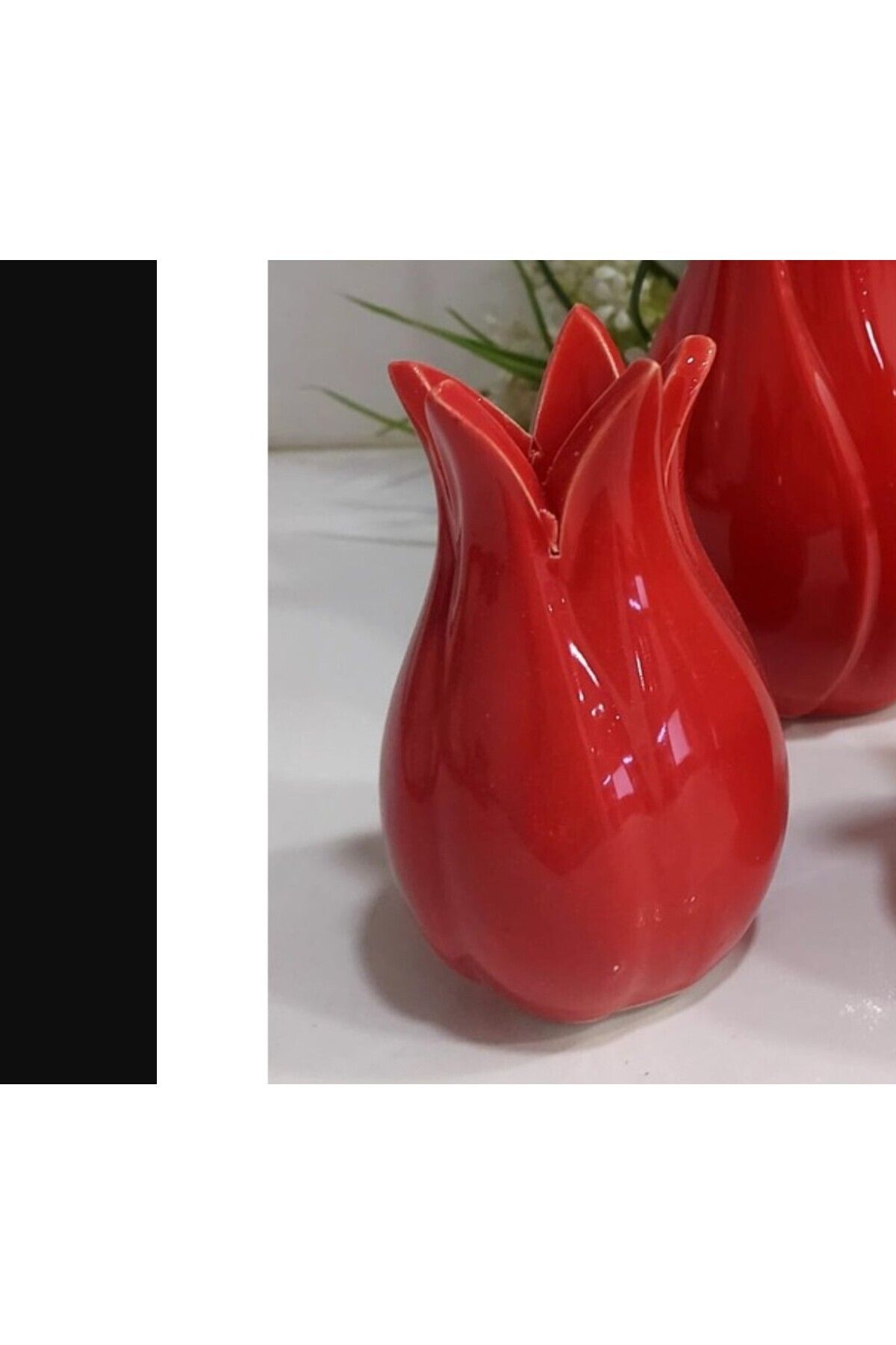 esdekor Lale Vazo Seramik Kırmızı Küçük Boy 10x6cm Şık Dekoratif Elit Çiçeklik Hediyelik Tarz 1 Adet