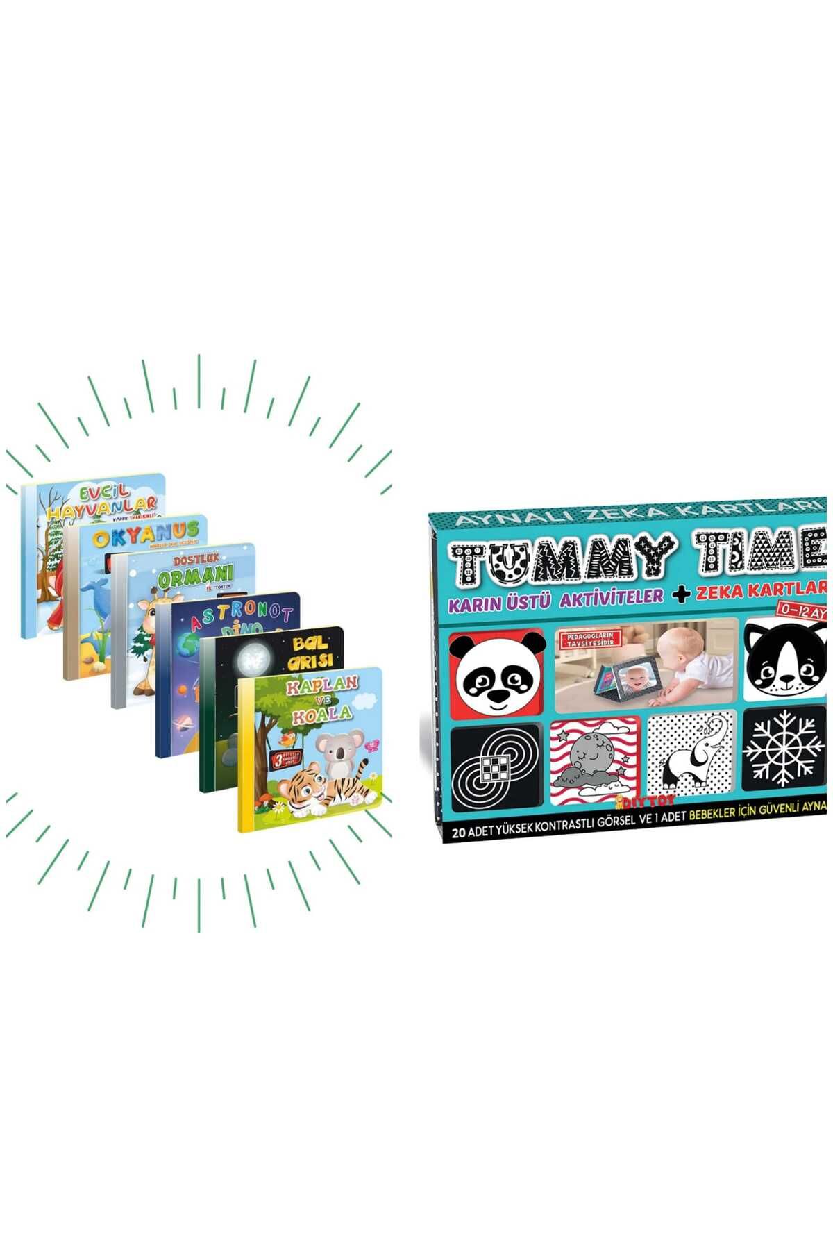 Diytoy Tummy Time Aynalı Zeka Kartları Ve Kids Babies 3 Boyutlu, Hareketli Kitaplar 6'lı Set Pop-UP