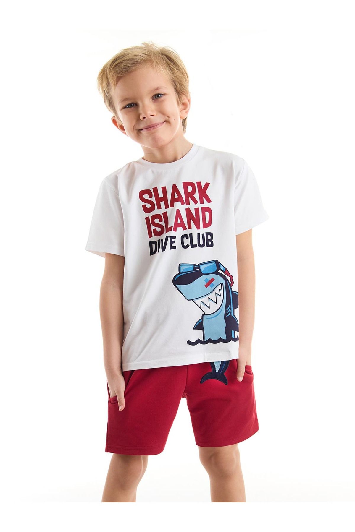 Denokids Shark Club Erkek Çocuk T-shirt Şort Takım