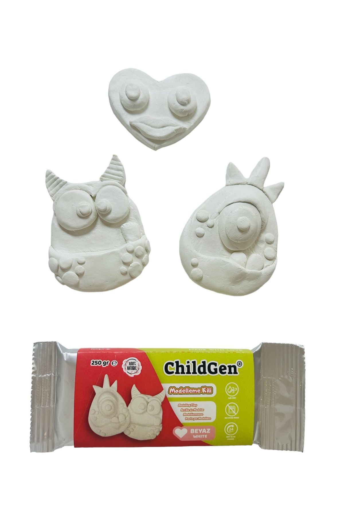 ChildGen Doğal Modelleme Kili (Modelling Clay), Hava ile Kurur (Air-dry), Beyaz