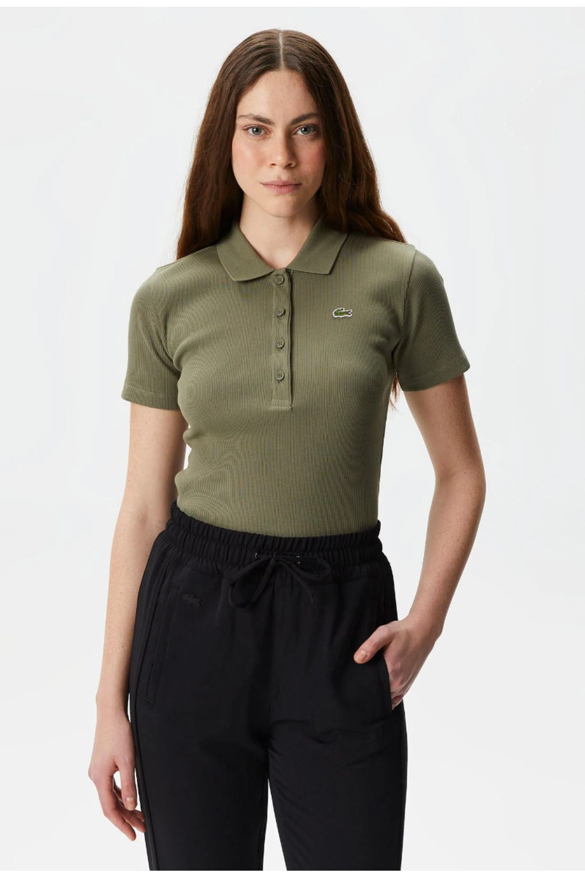 Lacoste Women's L.12.D Slim Fit Ribbed Cotton Polo Shirt
