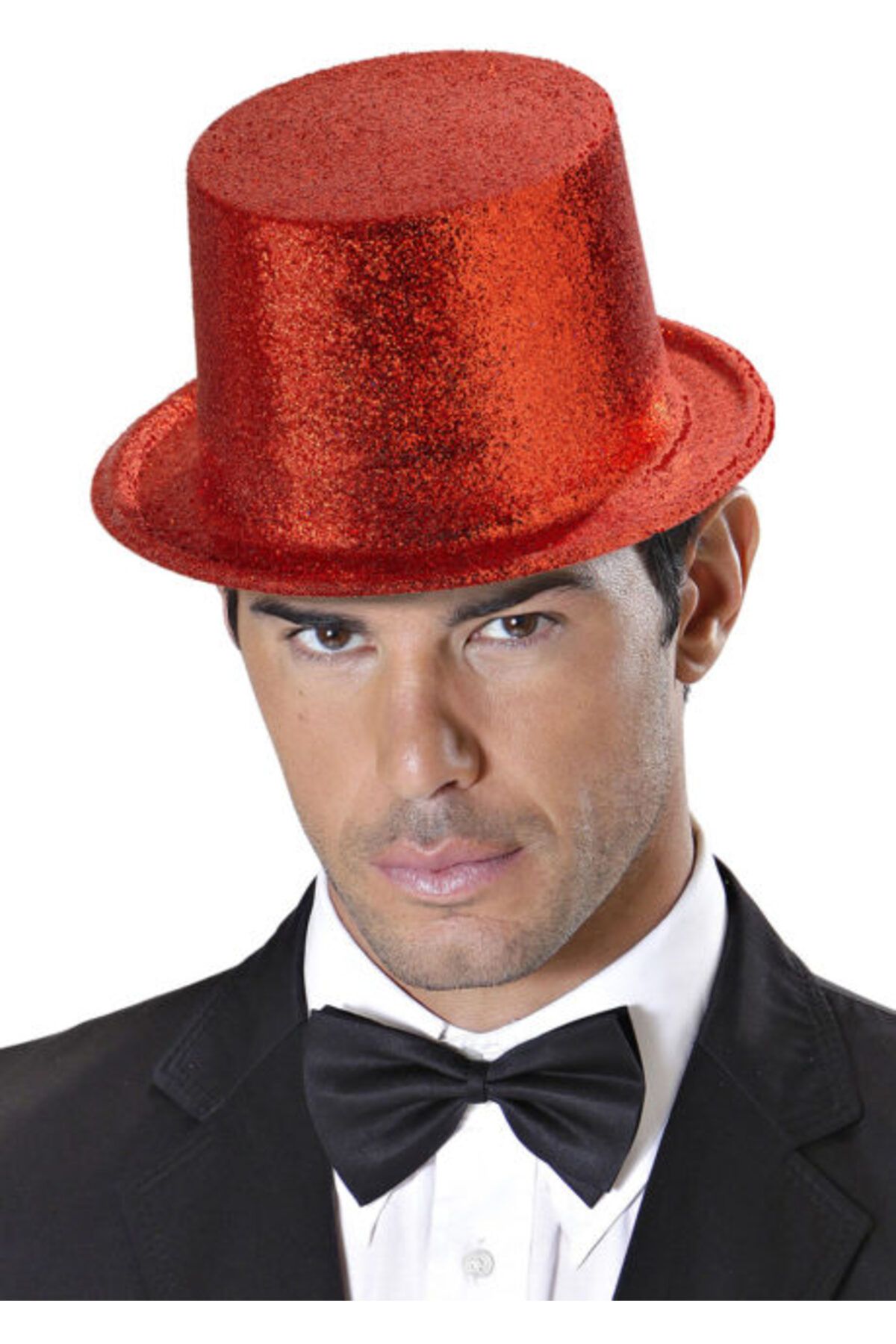 ShopZum Kırmızı Renk Uzun Plastik Simli Parti Şapkası