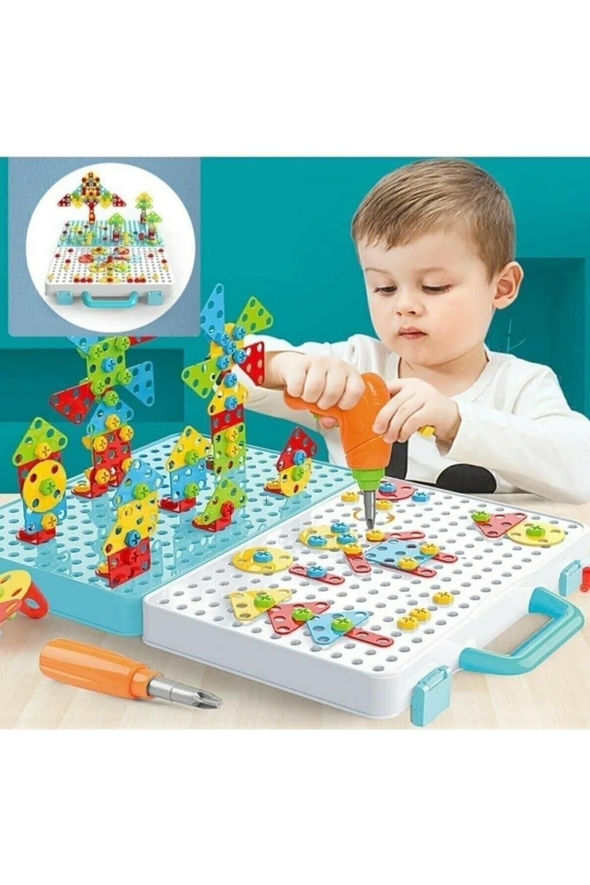 Başel Toys - Creative Mosaic Eğitici Matkaplı 3d Mozaik Puzzle Build Design Tamir Seti 239+ Parça