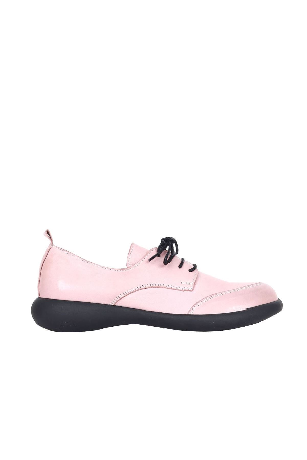 Bueno Shoes Gül Kurusu Deri Kadın Dolgu Topuklu Ayakkabı