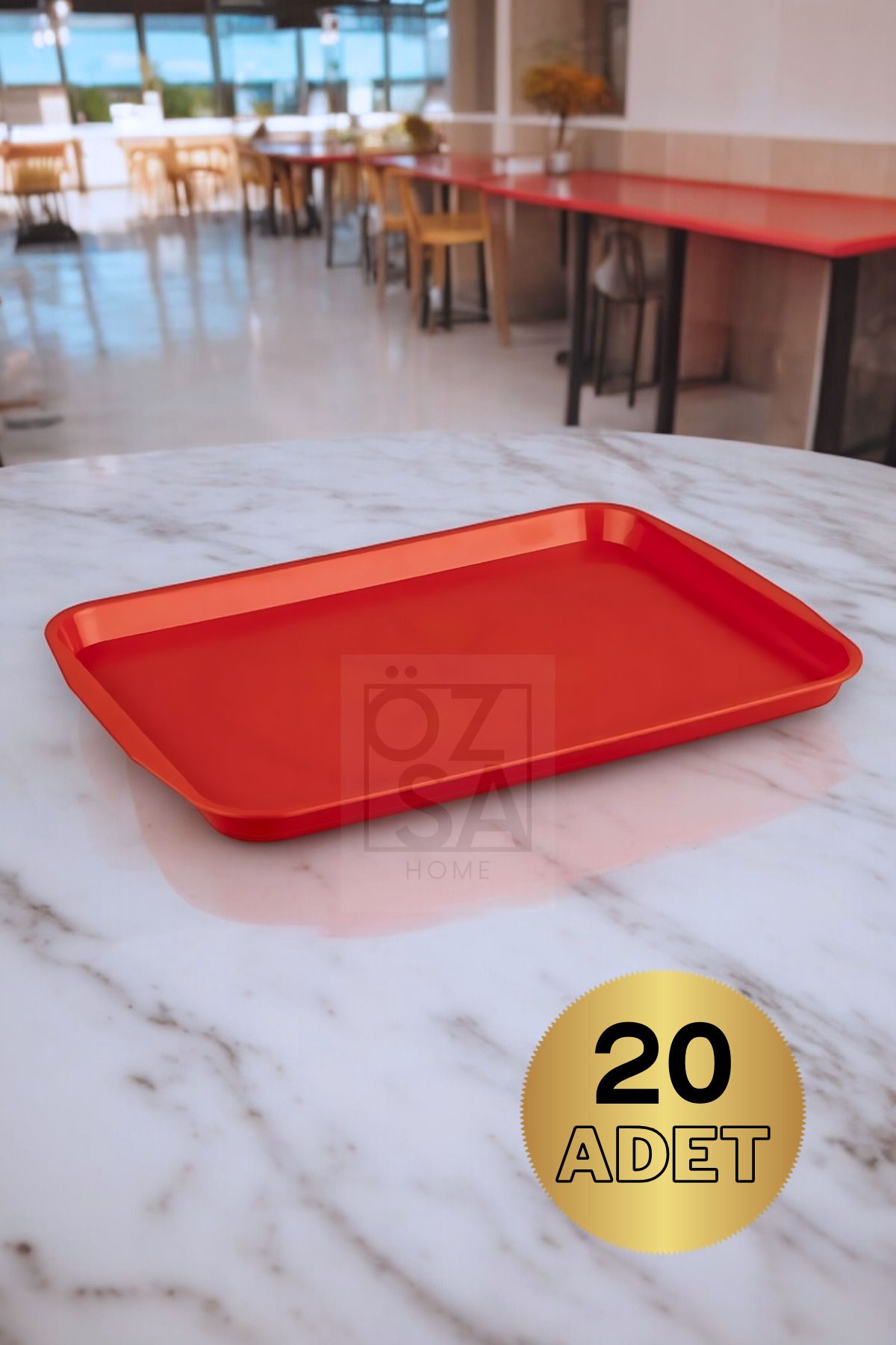 ÖzSa Home 20 Adet Servis Tepsi Çay Servis Fast Food Servis Sunum Tepsisi 27 X 36 cm ABS Tepsi Büfe Restoran