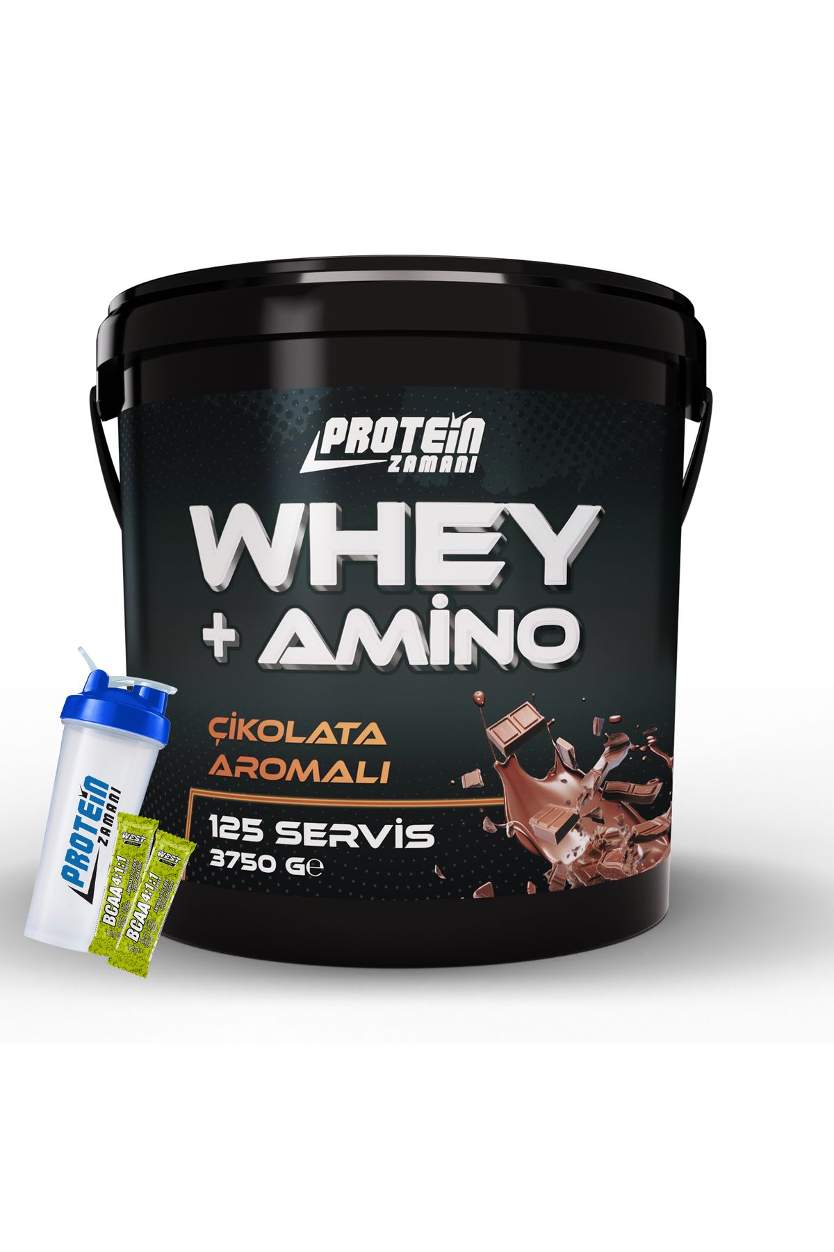 Protein Zamanı Whey + Amino Protein Tozu Çikolata Aromalı 3750 Gram - Shaker Hediyeli