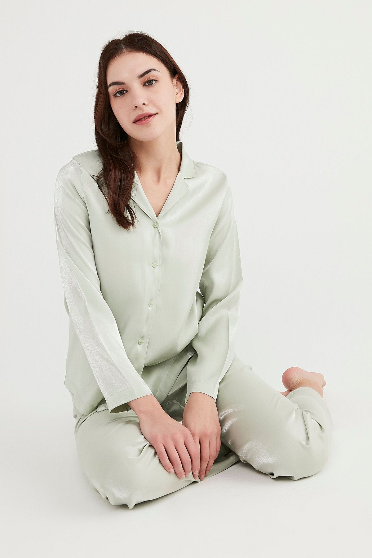 Penti Mint Yeşili Mint Saten Pijama Takımı