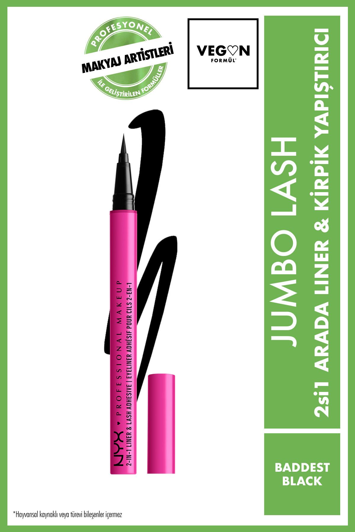NYX Professional Makeup Jumbo Lash 2si 1 Arada Liner Ve Kirpik Yapıştırıcı - Baddest Black