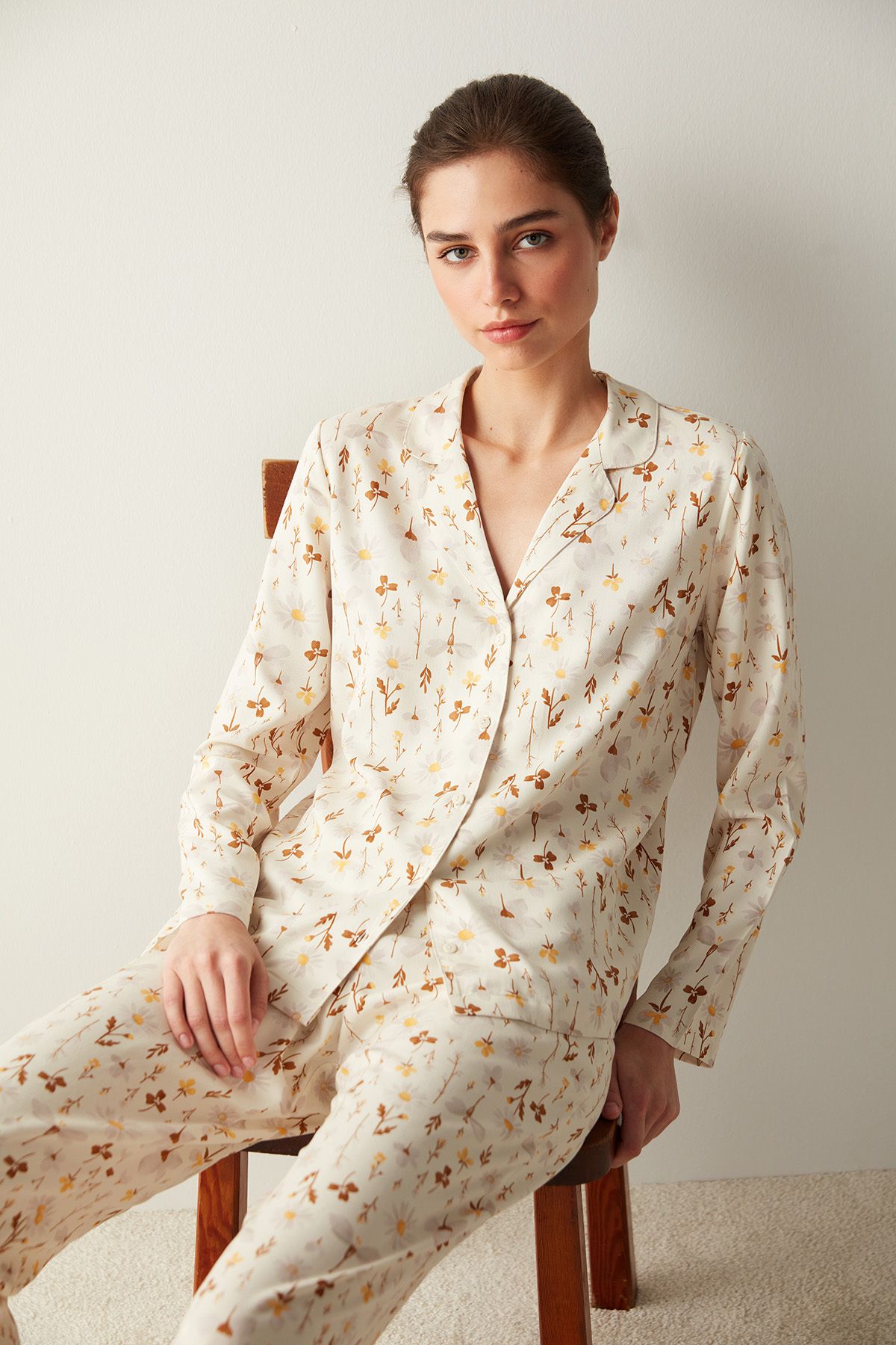 Penti Blossom Soft Gömlek Pantolon Beyaz Pijama Takımı