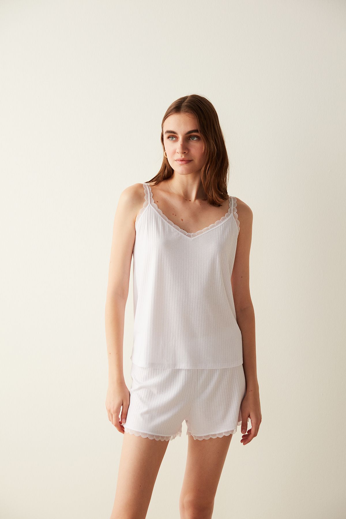 Penti Beyaz Elegant Dantel Detaylı Şort Pijama Altı-gelin Koleksiyonu
