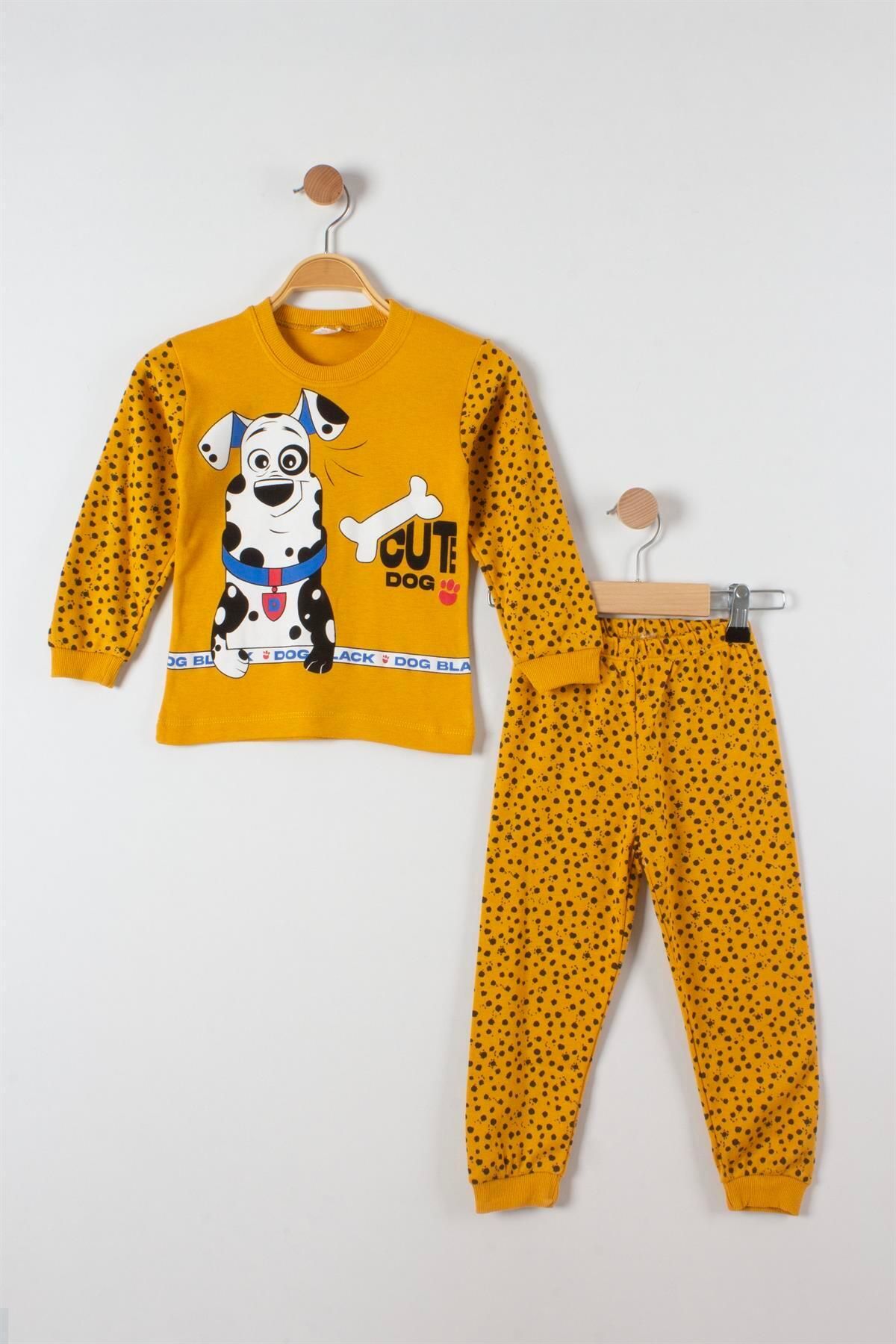 TRENDİMİZBİR Benekli Köpek Baskılı Erkek Çocuk Pijama Takımı