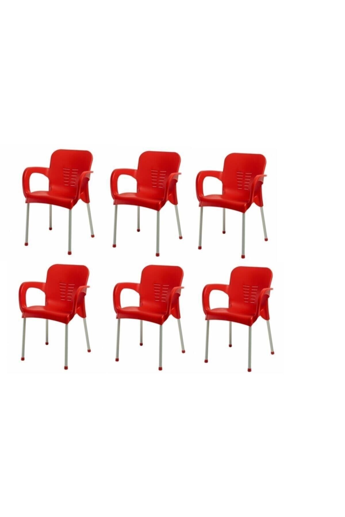 NetBazaars Kırmızı Plastik Sandalye 6 Adet Xömbx98