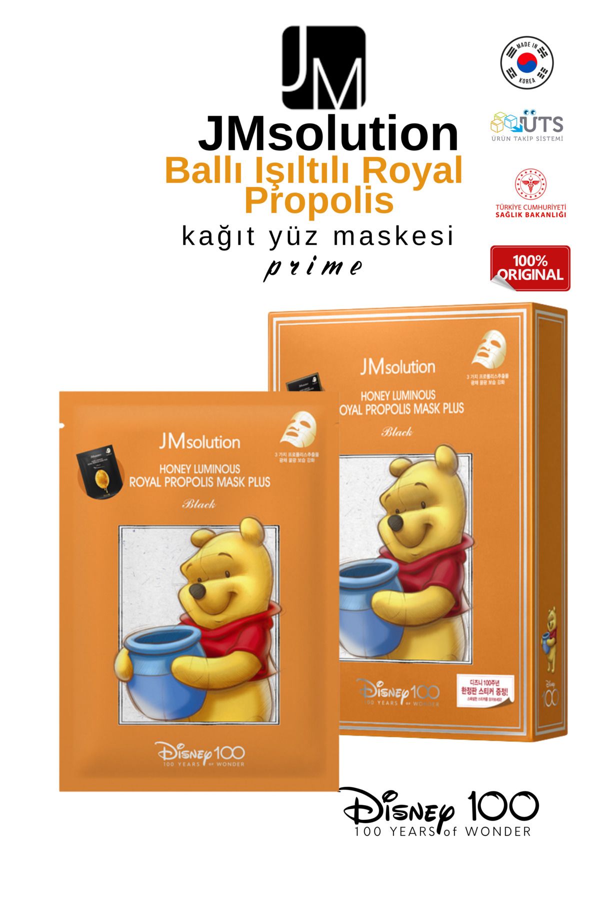 JMsolution Jm Solution Honey-luminous Royal Propolis Özlü Hidrojelli Kağıt Yüz Maskesi 1 Paket(10adet)