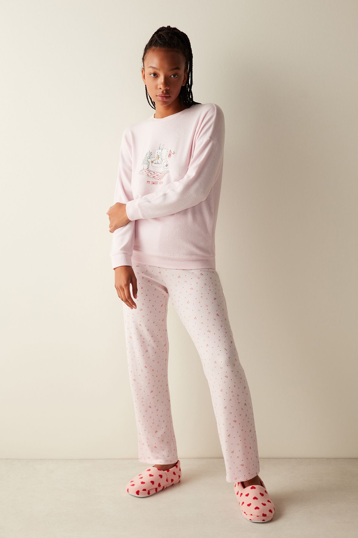 Penti Sweet Home Soft Sweatshirt Pembe Pijama Üstü