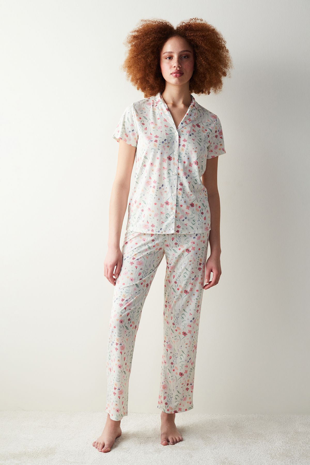 Penti Spring Flowers Gömlek Pantolon Çok Renkli Pijama Takımı