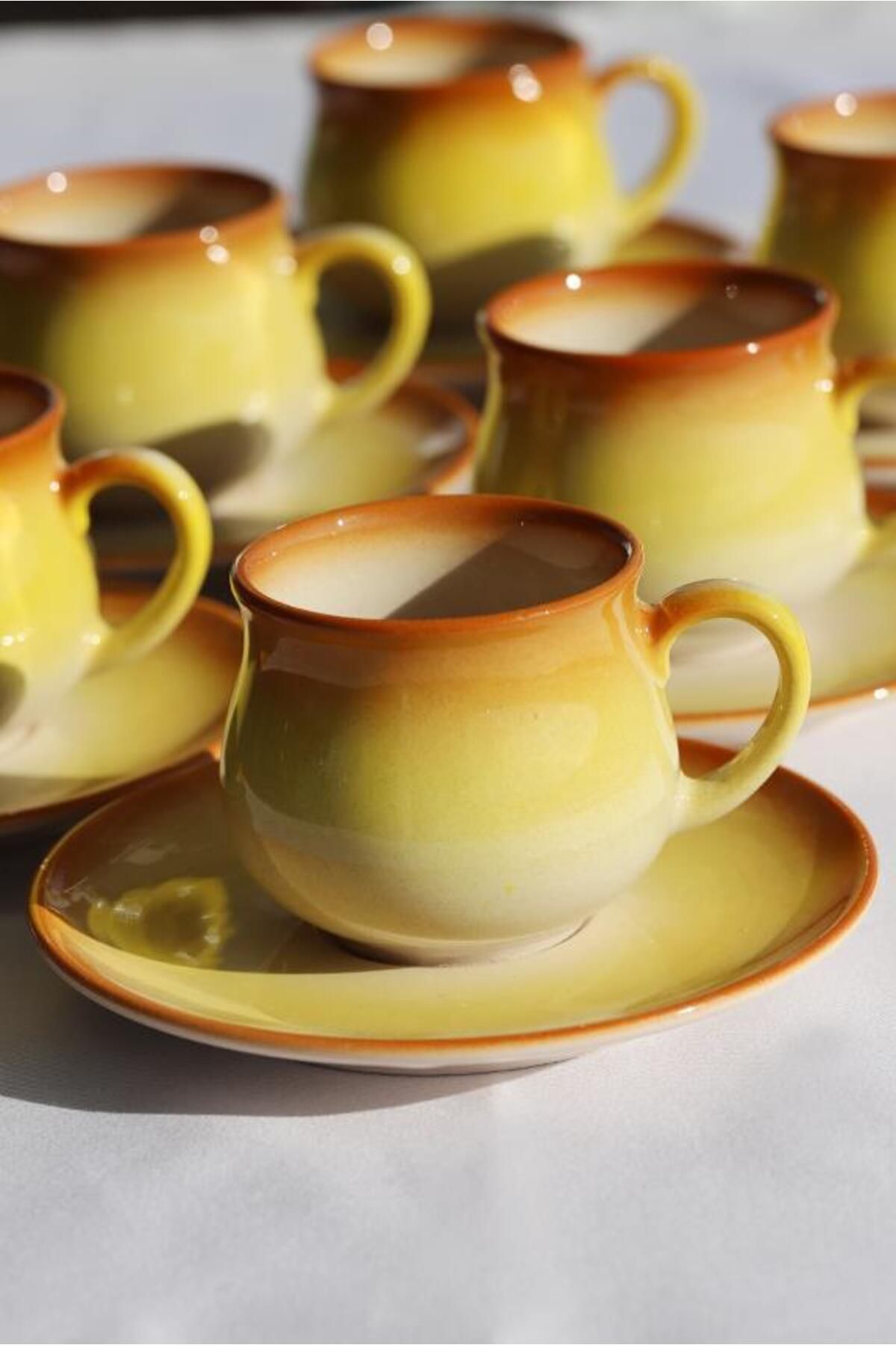 M'art Home Sipahi Sarı 2 Kişilik Kahve Fincanı Takımı 150 ml