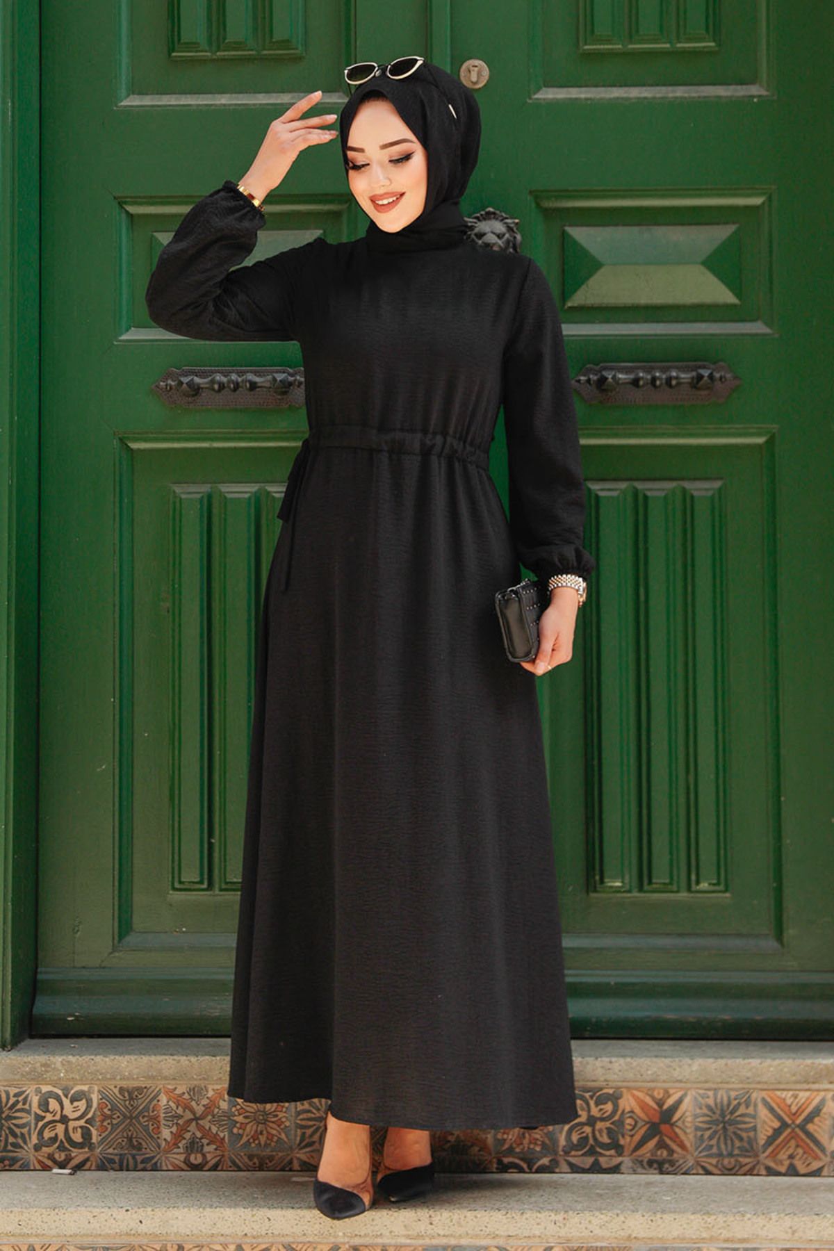 Neva Style Siyah Tesettür Elbise 6314s