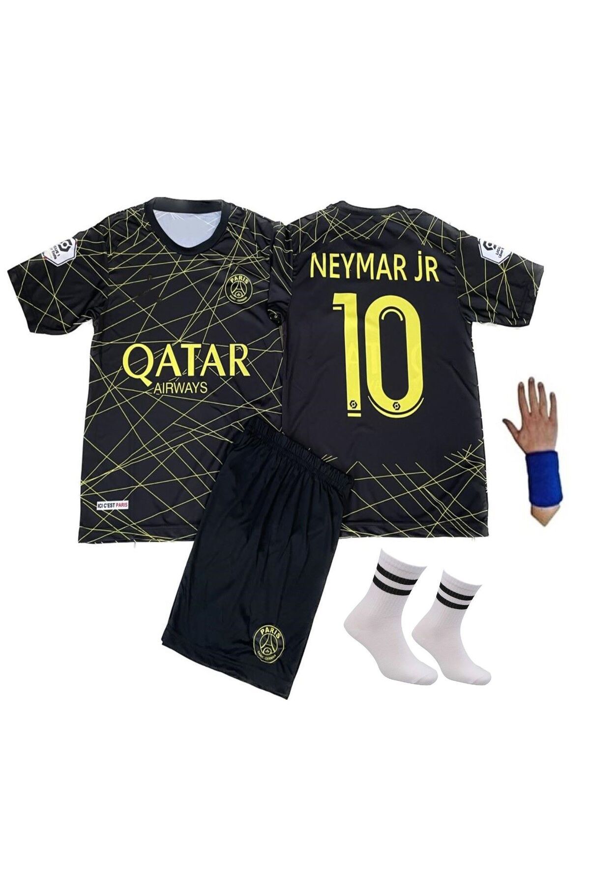yenteks Psg Gold Neymar 22-2023 Sezon Çocuk Futbol Forması Özel Tasarım 4'lü Set 857potrr