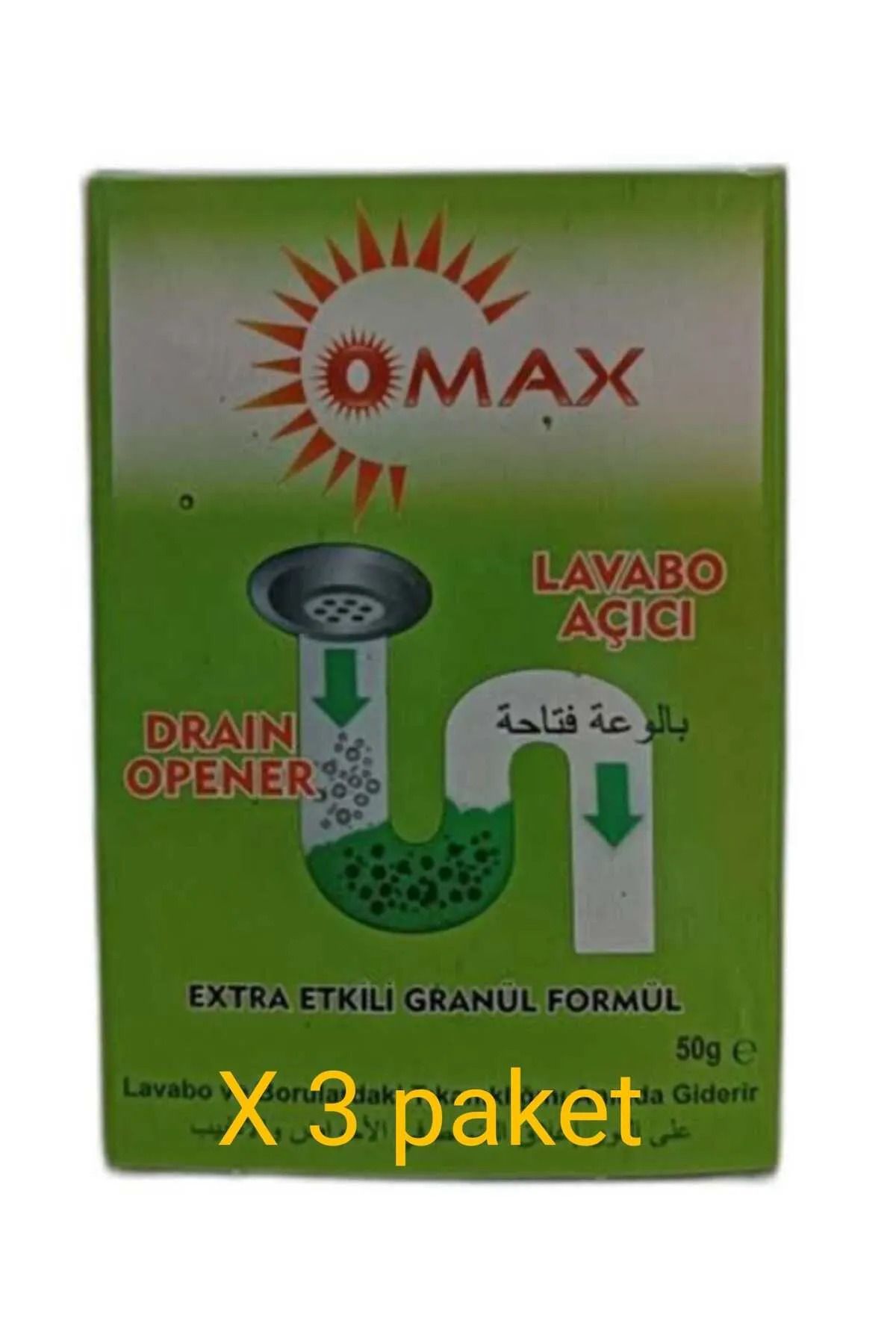 Omax Extra Etkili Lavabo Açıcı 50 gr 3 Adet