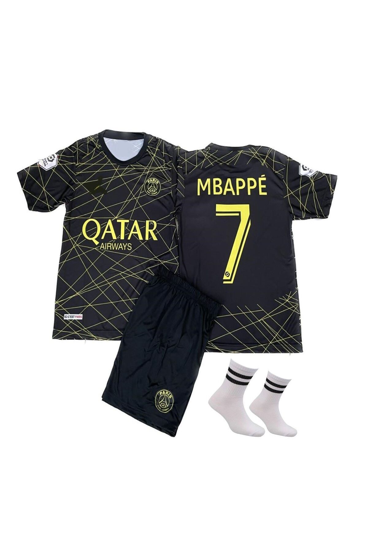 yenteks Mbappe Psg Gold-siyah Çocuk Futbol Forması Özel Tasarım 4lü Set Ç5988