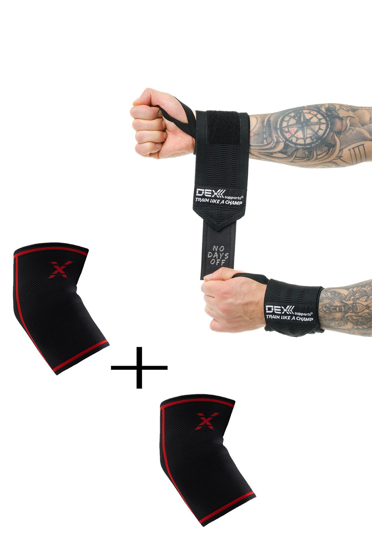Dex Supports Lasting Energy Spor Dirseklik  Elbow Sleeve - Spor Bileklik Wrist Wraps 2'Li Set